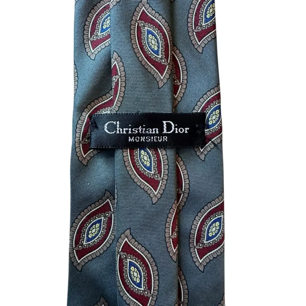 Vintage Christian Dior Monsieur Silk Paisley Tie –Made in Italy Luxury Old Money - Picture 2 of 5